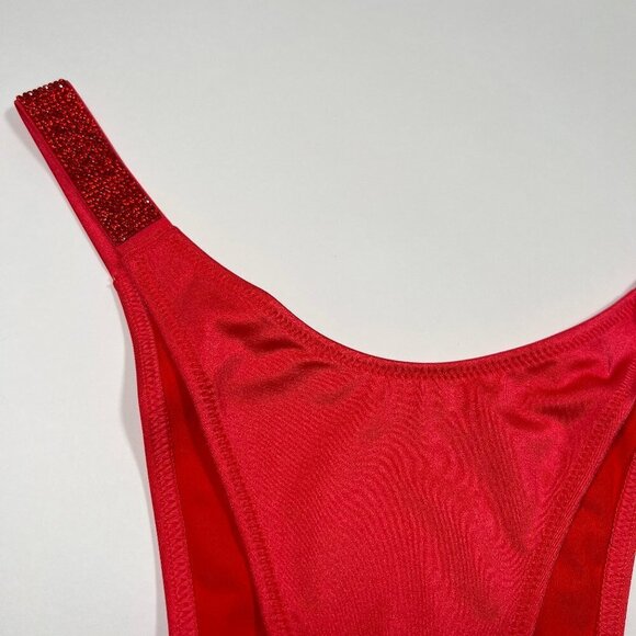 Victoria Secret Large L Brazilian Bikini Bottom Shine Strap Strawberry Pink - Picture 3 of 8